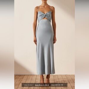 Shona Joy Luxe Twist Front Sleeveless midi dress in azure blue